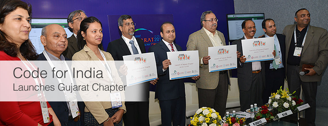 Code for India launches its Gujarat chapter at the Vibrant Gujarat Summit, January 2015